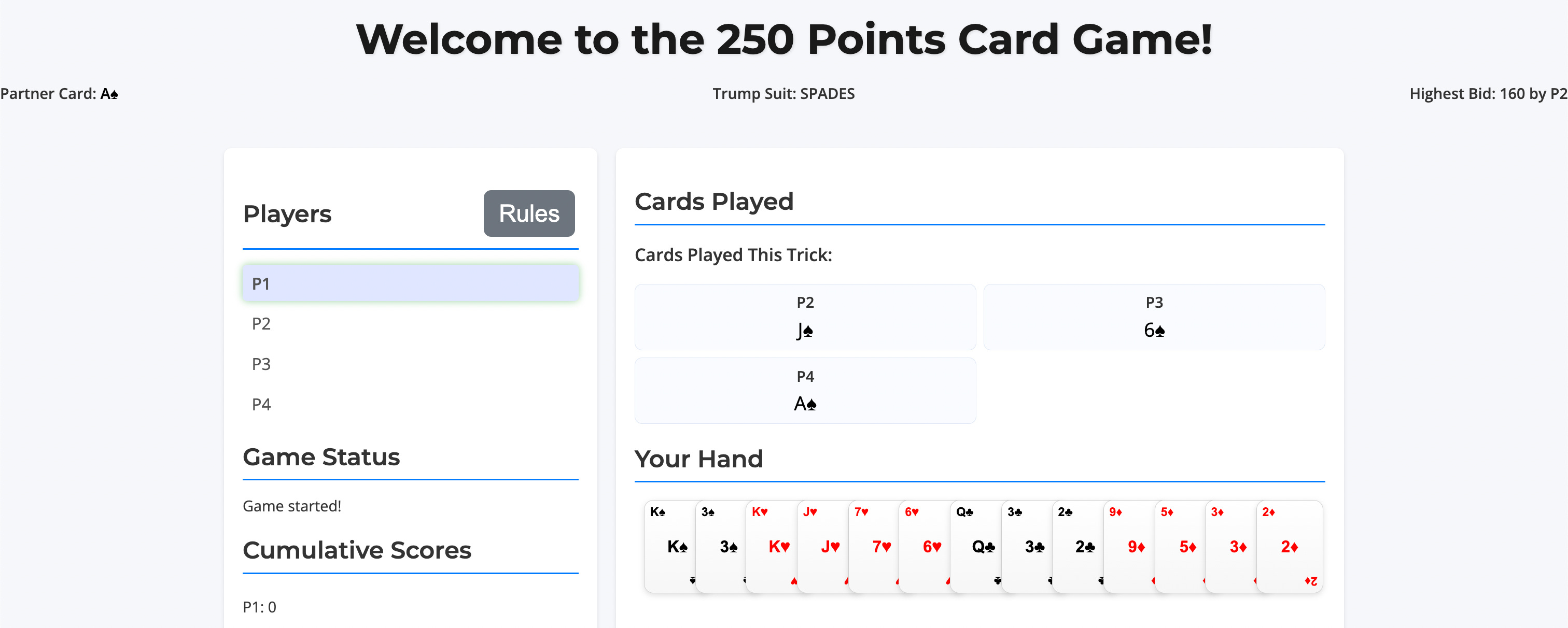 250 Card Game snapshot